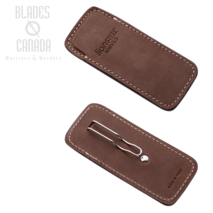 Lion Steel Vertical Leather Sheath with Clip, 900FDV3 BR